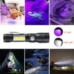 UV Light Flashlight Torch, 7 Modes Waterproof Rechargeable Black Light Flashlights, Zoomable Flash Light with Sidelight/SOS Lights/UV Light/White Light, for Pet Clothing Detection Emergency Camping 23