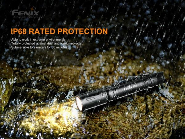 Fenix E20 V2.0 Waterproof Flashlight AA Powered 4 Brightness Levels, 350 Lumens with 126m Beam LED Torch Light 17