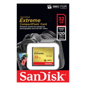 SanDisk 32GB Extreme CompactFlash Card with (write) 85MB/s and (Read)120MB/s – SDCFXSB-032G
