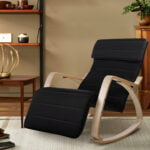 Artiss Fabric Rocking Armchair with Adjustable Footrest – Black 25