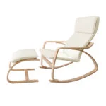 Artiss Wooden Armchair with Foot Stool – Beige 21 Artiss Wooden Armchair with Foot Stool - Beige - Image 4