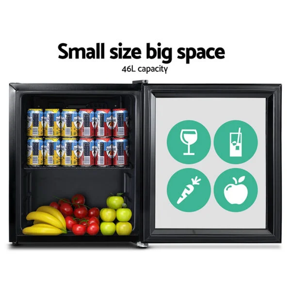 Devanti 46L Glass Door Bar Fridge Mini Countertop Freezer Fridges Bottle Cooler - Image 5