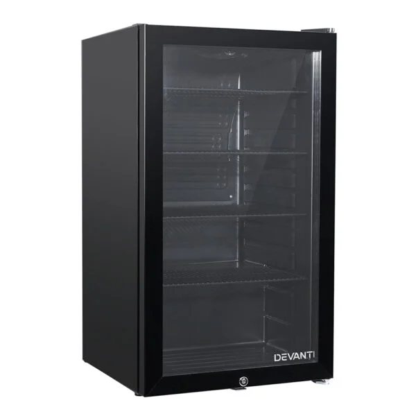 Devanti 98L Bar Fridge Glass Door Mini Freezer Fridges Countertop Beverage Commercial - Image 1
