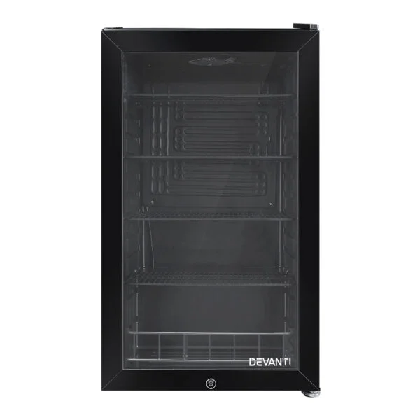 Devanti 98L Bar Fridge Glass Door Mini Freezer Fridges Countertop Beverage Commercial - Image 3