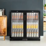 Devanti Bar Fridge 2 Glass Door Commercial Display Freeer Drink Beverage Cooler Black 25