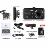 UL Tech 4 Inch Dual Camera Dash Camera – Black 15