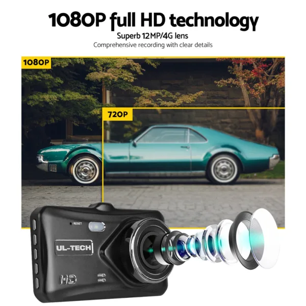 UL Tech 4 Inch Dual Camera Dash Camera – Black 10