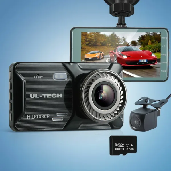 UL-tech 1080P 4″ Dash Camera Dual Lens Car DVR Recorder Front Rear Night Vision 17