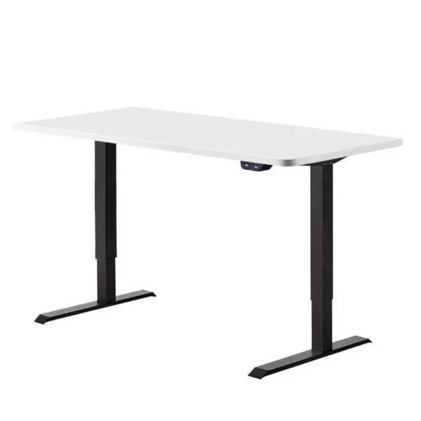 Artiss Standing Desk Adjustable Height Desk Electric Motorised Black Frame White Desk Top 140cm - Image 1