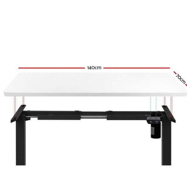 Artiss Standing Desk Adjustable Height Desk Electric Motorised Black Frame White Desk Top 140cm 10