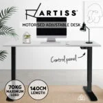 Artiss Standing Desk Adjustable Height Desk Electric Motorised Black Frame White Desk Top 140cm - Image 4