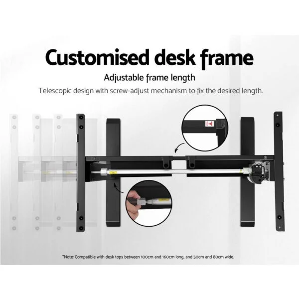 Artiss Standing Desk Adjustable Height Desk Electric Motorised Black Frame White Desk Top 140cm - Image 6
