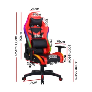 Artiss Gaming Office Chair RGB LED Lights Computer Desk Chair Home Work Chairs 3