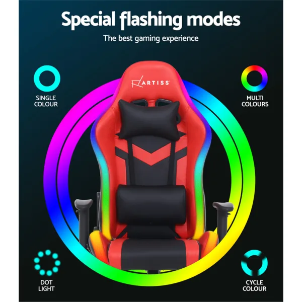 Artiss Gaming Office Chair RGB LED Lights Computer Desk Chair Home Work Chairs 16