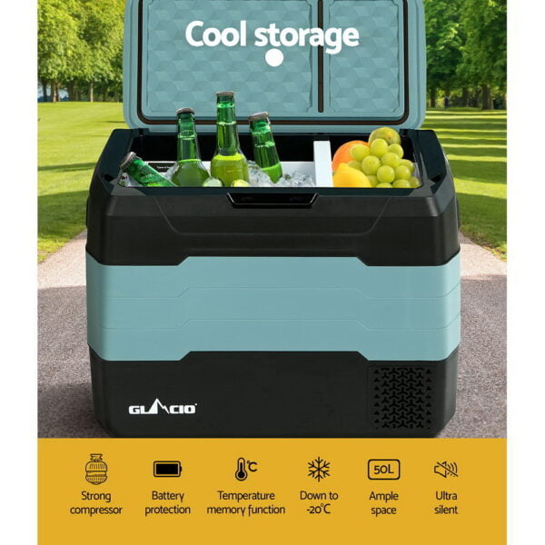Glacio 50L Portable Fridge Freezer Fridges Cooler Camping 12V/24V/240V Caravan 14