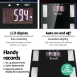 Everfit Bathroom Scales Digital Body Fat Scale 180KG Electronic Monitor BMI CAL 16