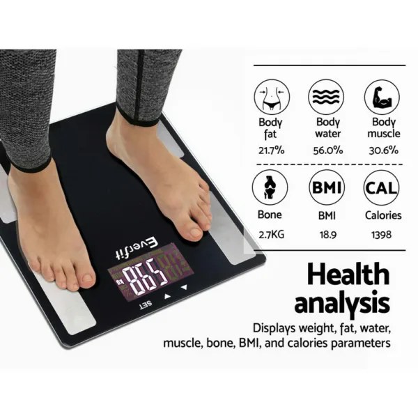 Everfit Bathroom Scales Digital Body Fat Scale 180KG Electronic Monitor BMI CAL 11