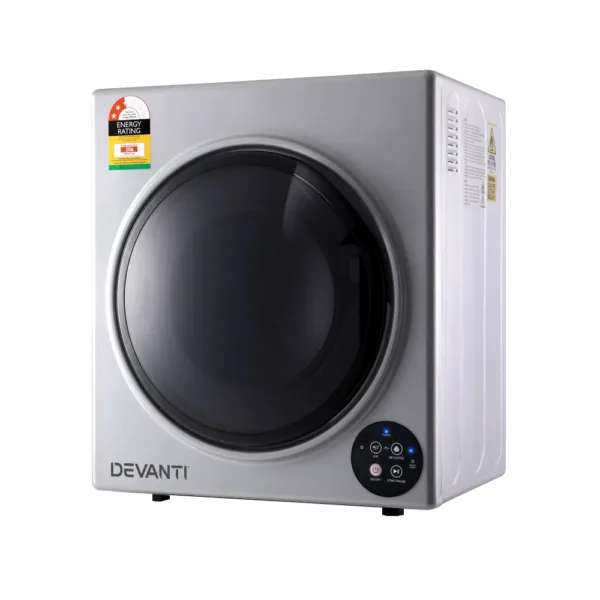 Devanti 5kg Tumble Dryer Fully Auto Wall Mount Kit Clothes Machine Vented Silver 8
