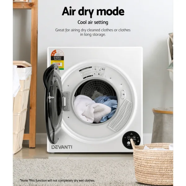 Devanti 5kg Tumble Dryer Fully Auto Wall Mount Kit Clothes Machine Vented White 13