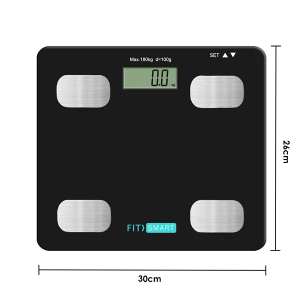 FitSmart Electronic Floor Body Scale Black Digital LCD Glass Tracker Bathroom 11