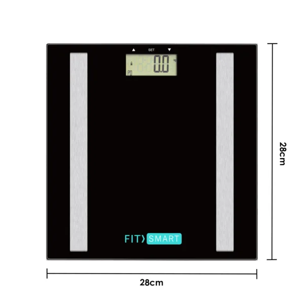 FitSmart Electronic Body Fat Scale Black 7 in 1 Body Analyser LCD Glass Tracker 10