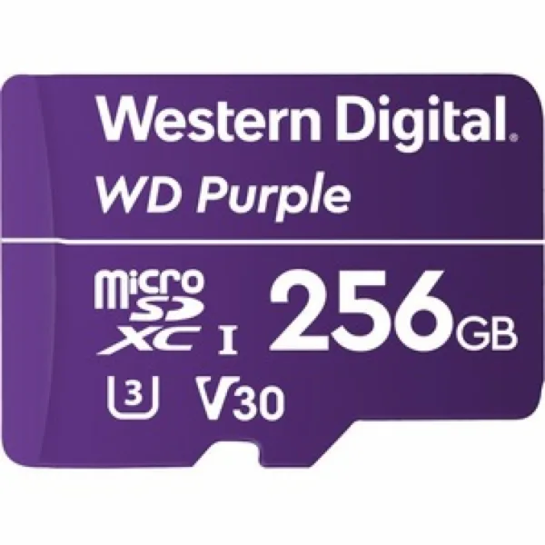 WESTERN DIGITAL Digital WD Purple 256GB MicroSDXC Card 24/7 -25°C to 85°C Weather & Humidity Resistant for Surveillance IP Cameras mDVRs NVR Dash Cams Drones 7