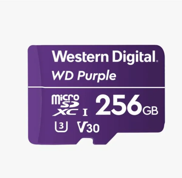 WESTERN DIGITAL Digital WD Purple 256GB MicroSDXC Card 24/7 -25°C to 85°C Weather & Humidity Resistant for Surveillance IP Cameras mDVRs NVR Dash Cams Drones 8