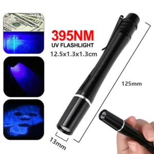 Mini UV 395nm Inspection Pen Torch Ultra Violet Flashlight Pocket Lamp Fluoresce