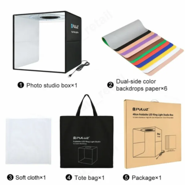 25CM Portable Photo Studio LED Light Tent Bar Cube Soft Box Room Photography 9