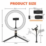 10″ Dimmable LED Ring Light Tripod Stand for Phone Makeup Live Selfie 17