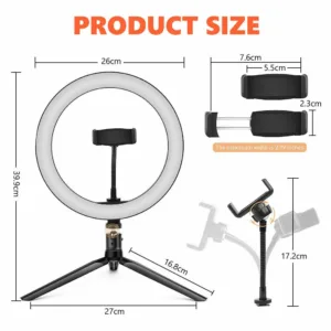 10″ Dimmable LED Ring Light Tripod Stand for Phone Makeup Live Selfie 3