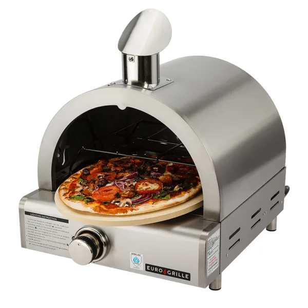 EuroGrille Portable Pizza Oven BBQ Camping LPG Gas Benchtop Stainless Steel 3