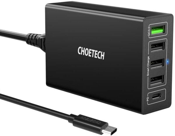 CHOETECH Q34U2Q 5-Port 60W PD Charger with 30W Power Delivery and 18W Quick Charge 3.0 8