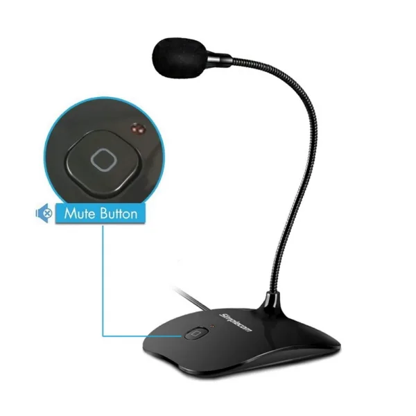Simplecom UM350 Plug and Play USB Desktop Microphone with Flexible Neck and Mute Button 8