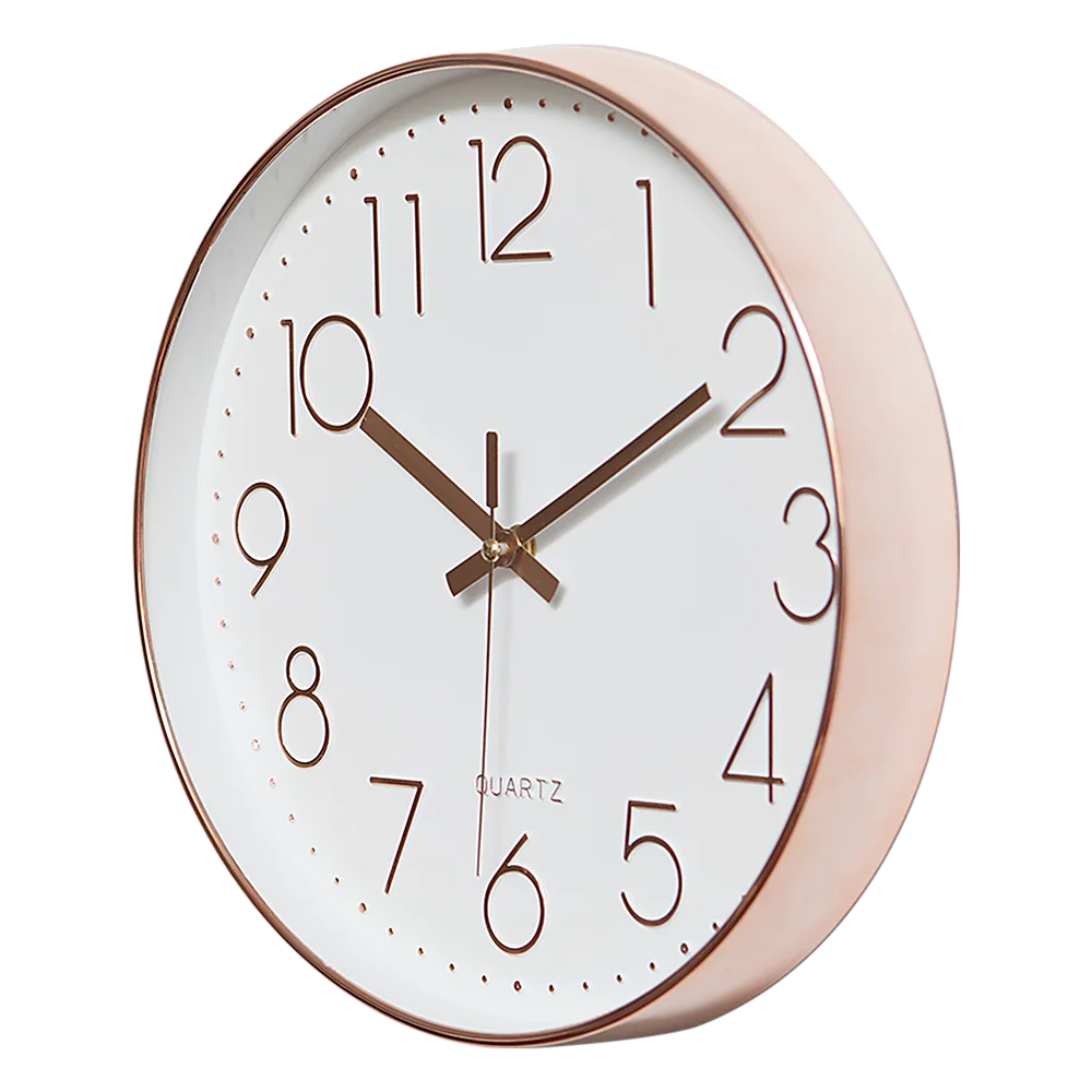 Modern Wall Clock Silent Non-Ticking Quartz Battery Operated Rose Gold - Image 4