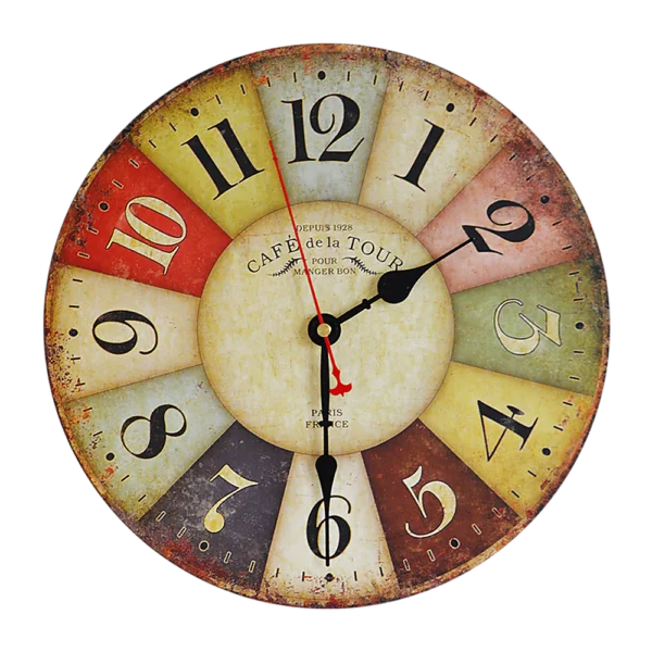 Large Colourful Wall Clock Kitchen Office Retro Timepiece Clock EZ SHOP 10