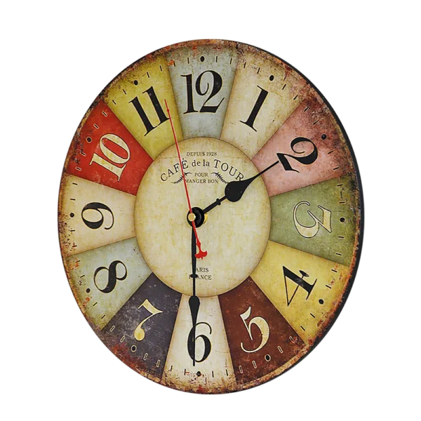 Large Colourful Wall Clock Kitchen Office Retro Timepiece Clock EZ SHOP 13