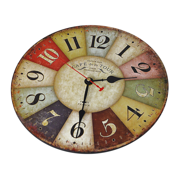 Large Colourful Wall Clock Kitchen Office Retro Timepiece 14