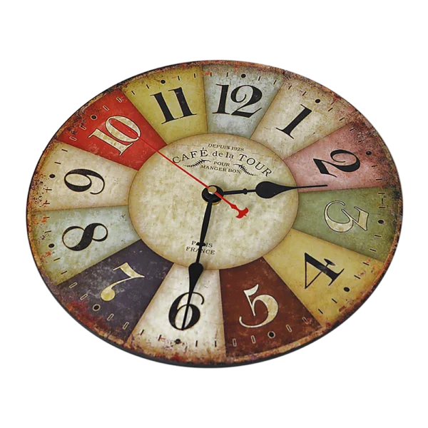 Large Colourful Wall Clock Kitchen Office Retro Timepiece Clock EZ SHOP 14