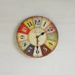 Large Colourful Wall Clock Kitchen Office Retro Timepiece 23 Large Colourful Wall Clock Kitchen Office Retro Timepiece Clock EZ SHOP 23