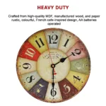 Large Colourful Wall Clock Kitchen Office Retro Timepiece 24