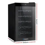 Devanti Wine Cooler 18 Bottles Glass Door Beverage Cooler Thermoelectric Fridge Black 19 Devanti Wine Cooler 18 Bottles Glass Door Beverage Cooler Thermoelectric Fridge Black - Image 2