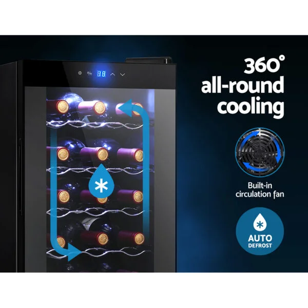 Devanti Wine Cooler 18 Bottles Glass Door Beverage Cooler Thermoelectric Fridge Black - Image 5