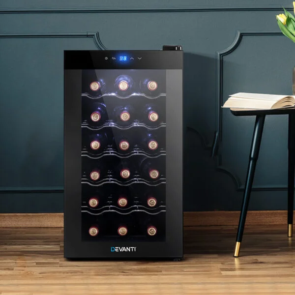 Devanti Wine Cooler 18 Bottles Glass Door Beverage Cooler Thermoelectric Fridge Black - Image 8