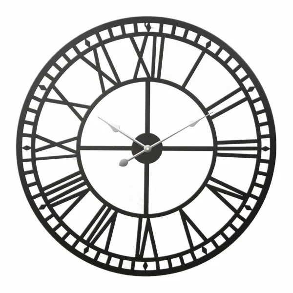 Artiss Wall Clock 60CM Large Roman Numerals Round Metal Luxury Wall Clocks Home Decor Black 8