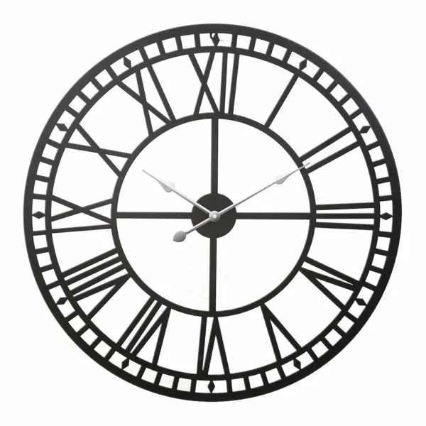 Artiss 80CM Large Wall Clock Roman Numerals Round Metal Luxury Home Decor Black 9