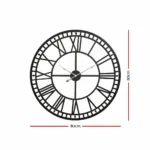 Artiss 80CM Large Wall Clock Roman Numerals Round Metal Luxury Home Decor Black 17