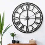 Artiss 80CM Large Wall Clock Roman Numerals Round Metal Luxury Home Decor Black 22