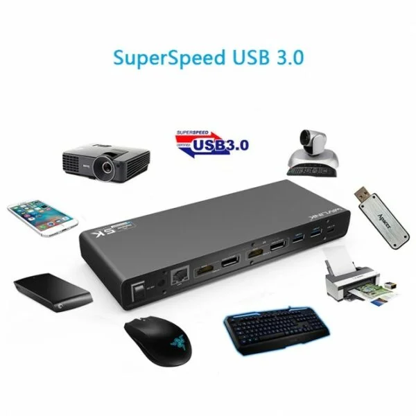 Wavlink USB-C Ultra 5K Laptop Docking Station with 6x USB3.0, 4K Dual Video Outputs, Gigabit Ethernet, Audio WS-UG69DK1 Accessories EZ SHOP 9