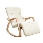 Artiss Fabric Rocking Armchair with Adjustable Footrest – Beige 18